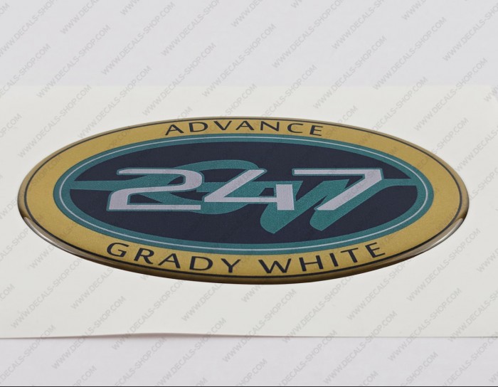Grady White 247 Advance Raised Domed 3D Decal 5" x 2.7" 1pcs.
